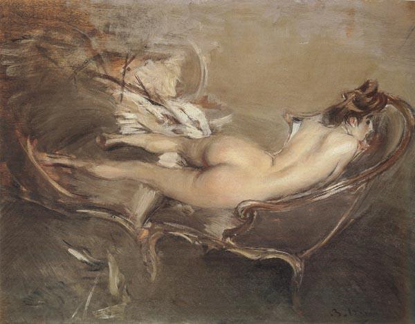 Giovanni Boldini A Reclining Nude on a Day-bed China oil painting art